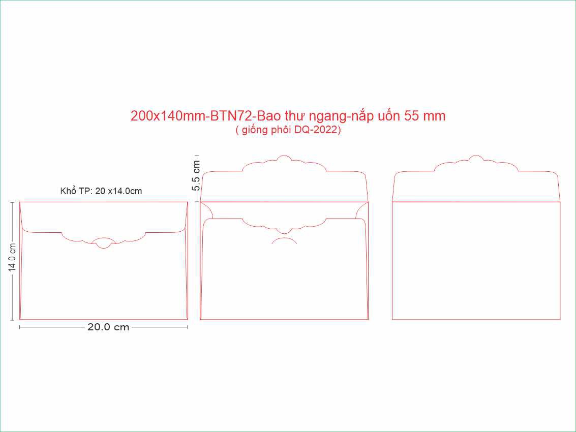 200x140mm-BTN72-Bao thư ngang-nắp uốn 55 mm ( giống phôi DQ-2022) 