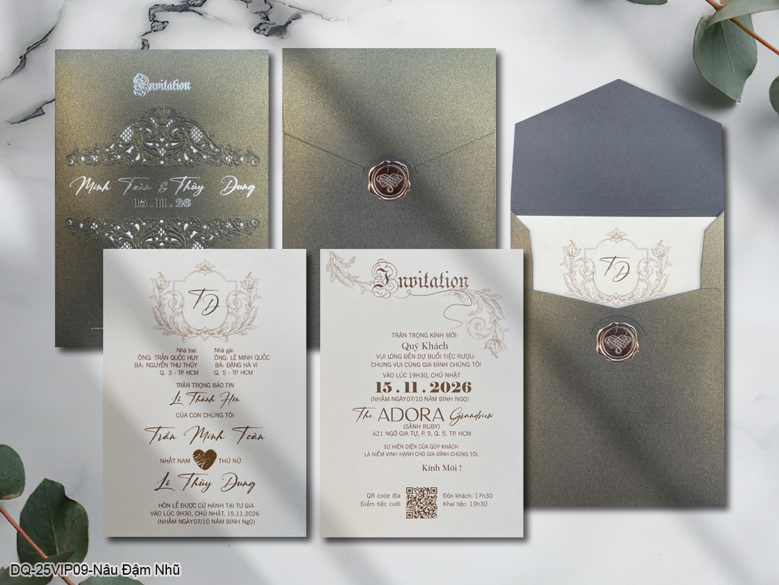 DQ-25VIP09-Nâu Đậm Nhũ