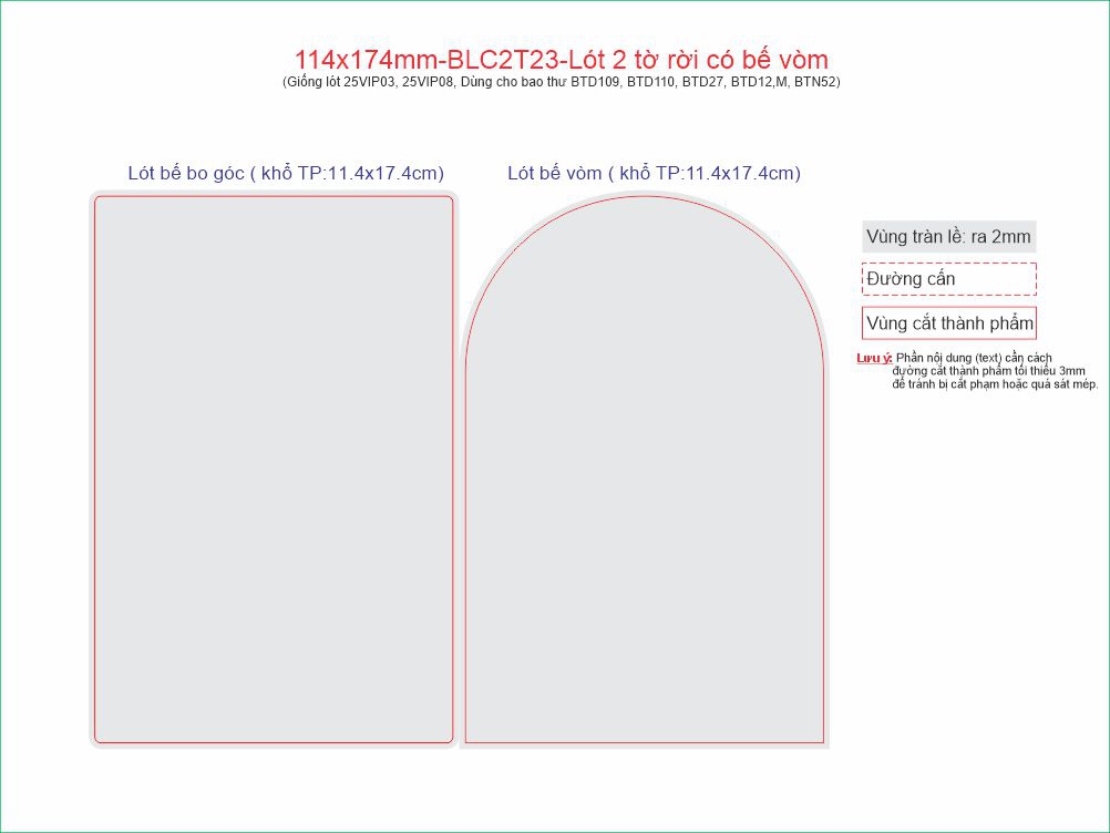 114x174mm-BLC2T23-Lót 2 tờ rời có bế vòm