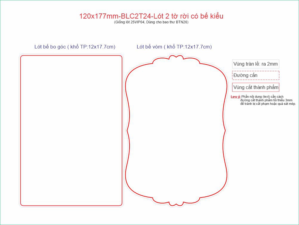 120x177mm-BLC2T24-Lót 2 tờ rời có bế kiểu