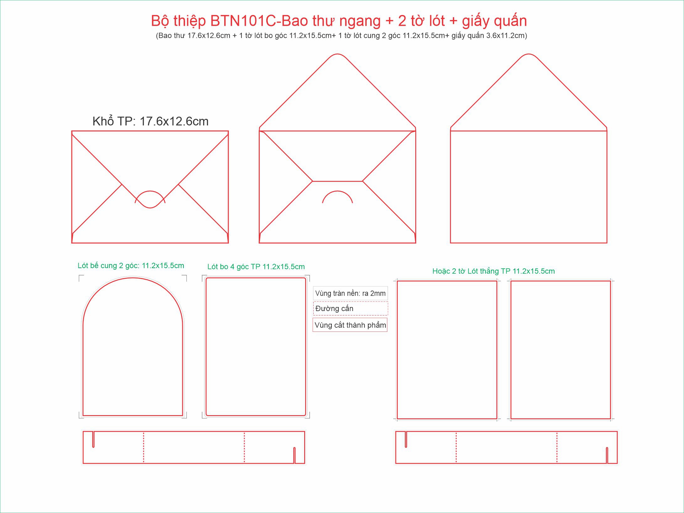 Bộ thiệp BTN101C-Có giấy Quấn