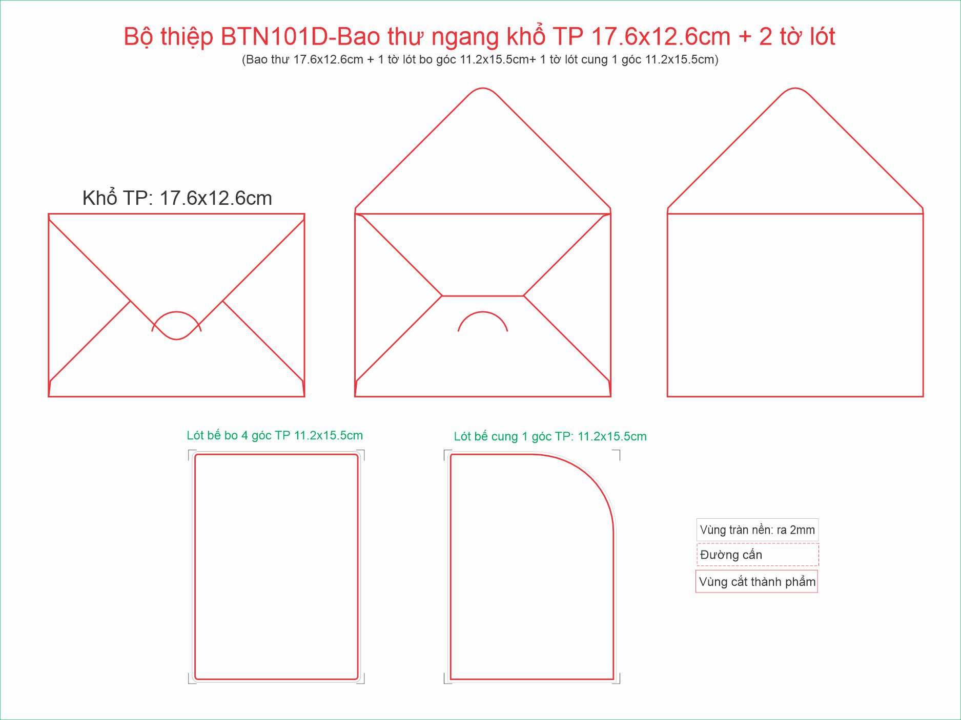 Bộ thiệp BTN101D-Lót Cung 1 Góc