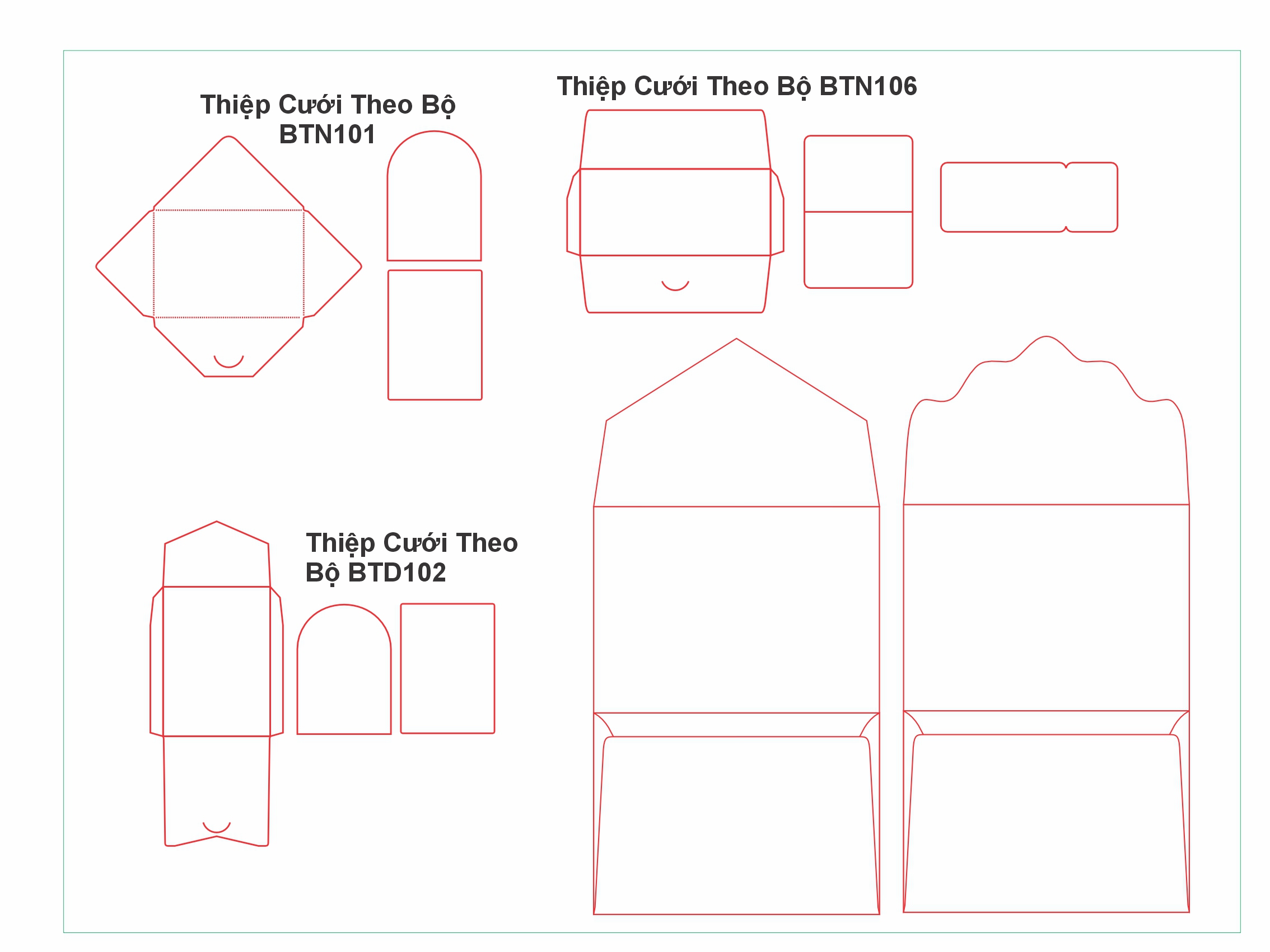 Khuôn Bế - Thiệp cưới theo bộ- Thiệp túi