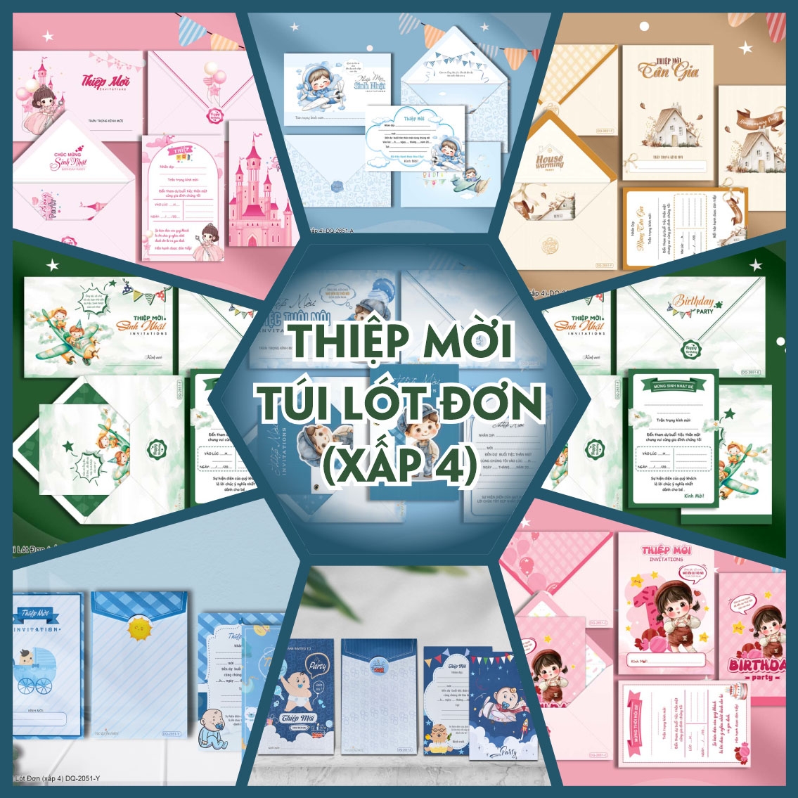 Thiệp Mời Túi Lót Đơn (xấp 4)