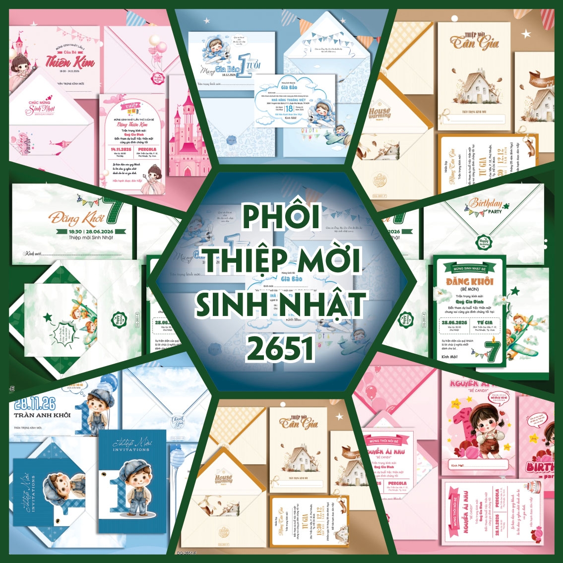 Phôi Thiệp Mời SN Lót đơn 2651