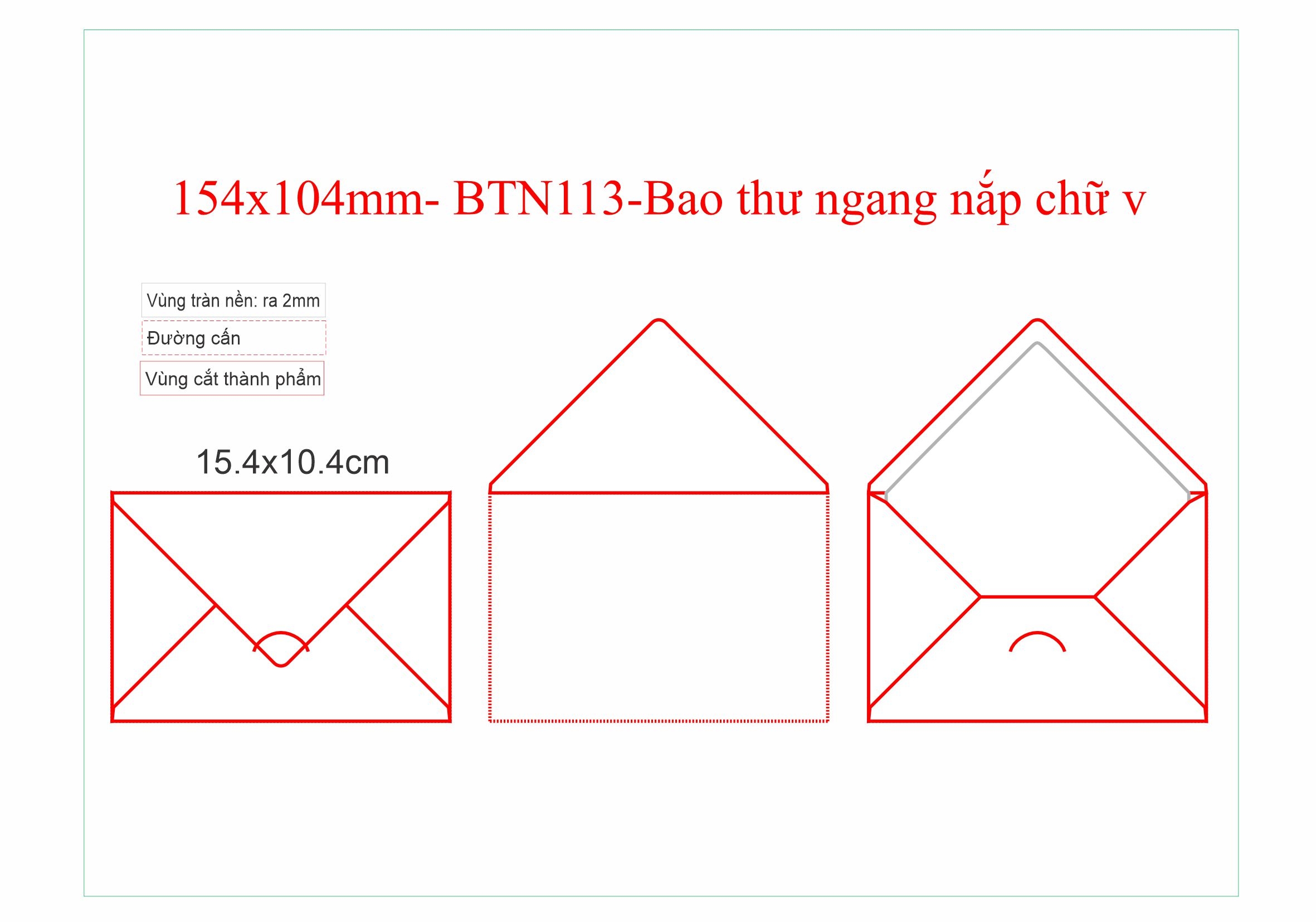 154x104mm- BTN113-Bao thư ngang nắp chữ v