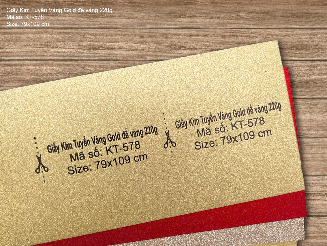 Giấy Kim Tuyến Vàng Gold đế vàng 220g  (KT-578)
