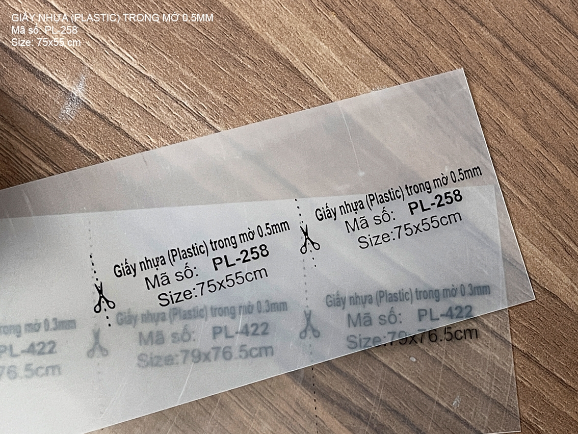 Giấy nhựa (Plastic) trong mờ 0.5mm (PL-258)