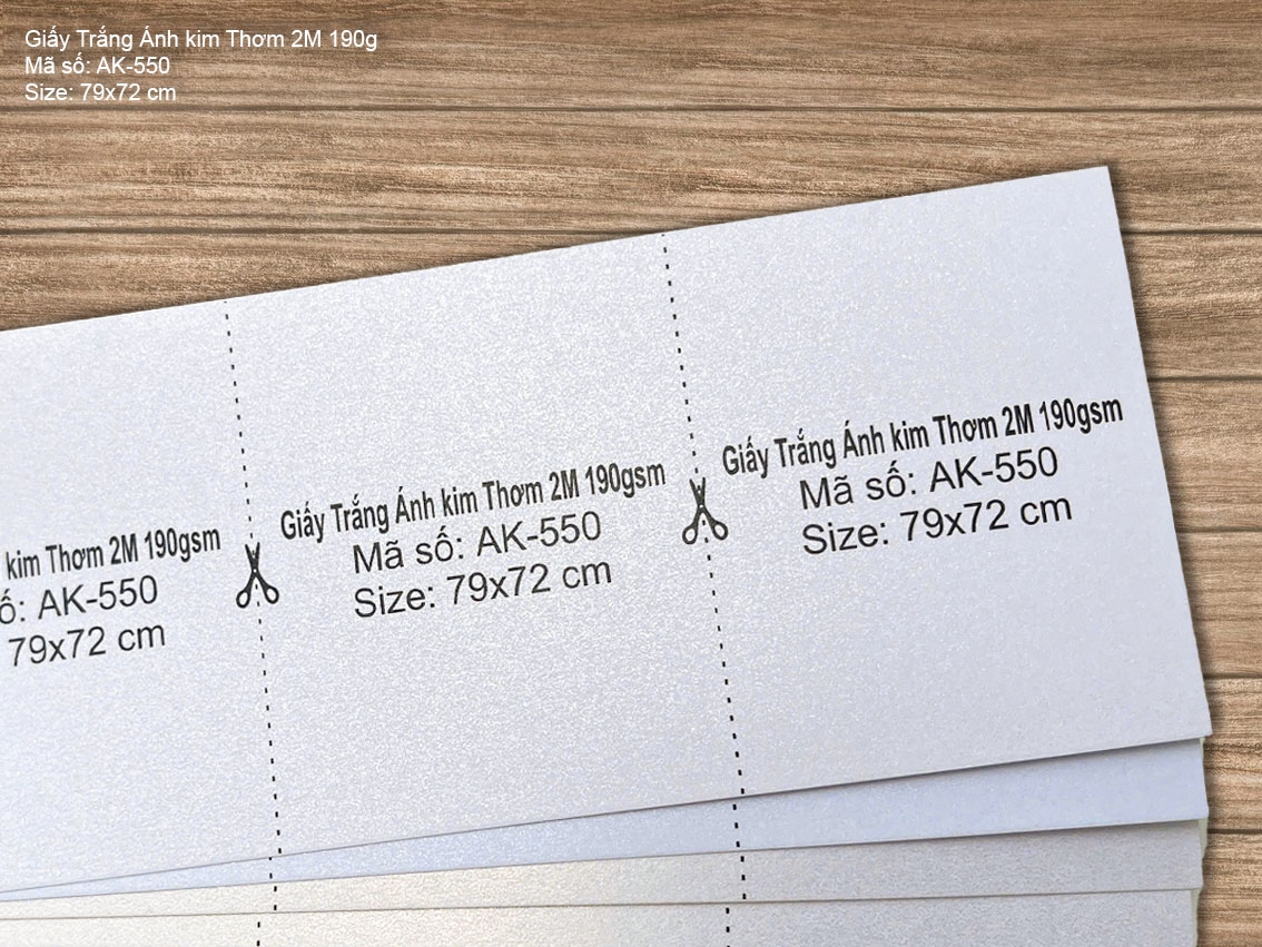 Giấy Trắng Ánh kim Thơm 2M 190gsm (In phun được) (AK-550)