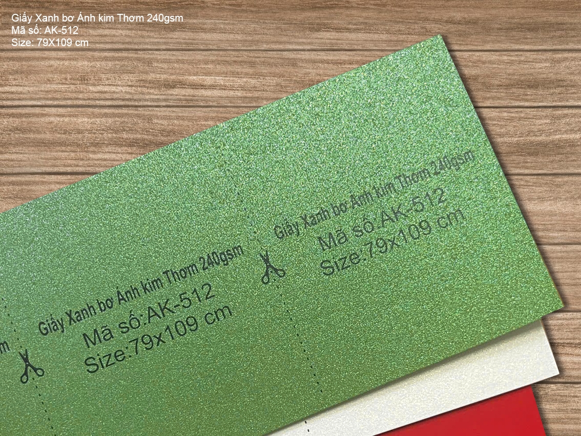 Giấy Xanh bơ Ánh kim Thơm 240gsm (AK-512)