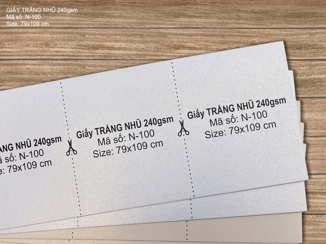 Giấy TRẮNG NHŨ 240gsm (N-100)