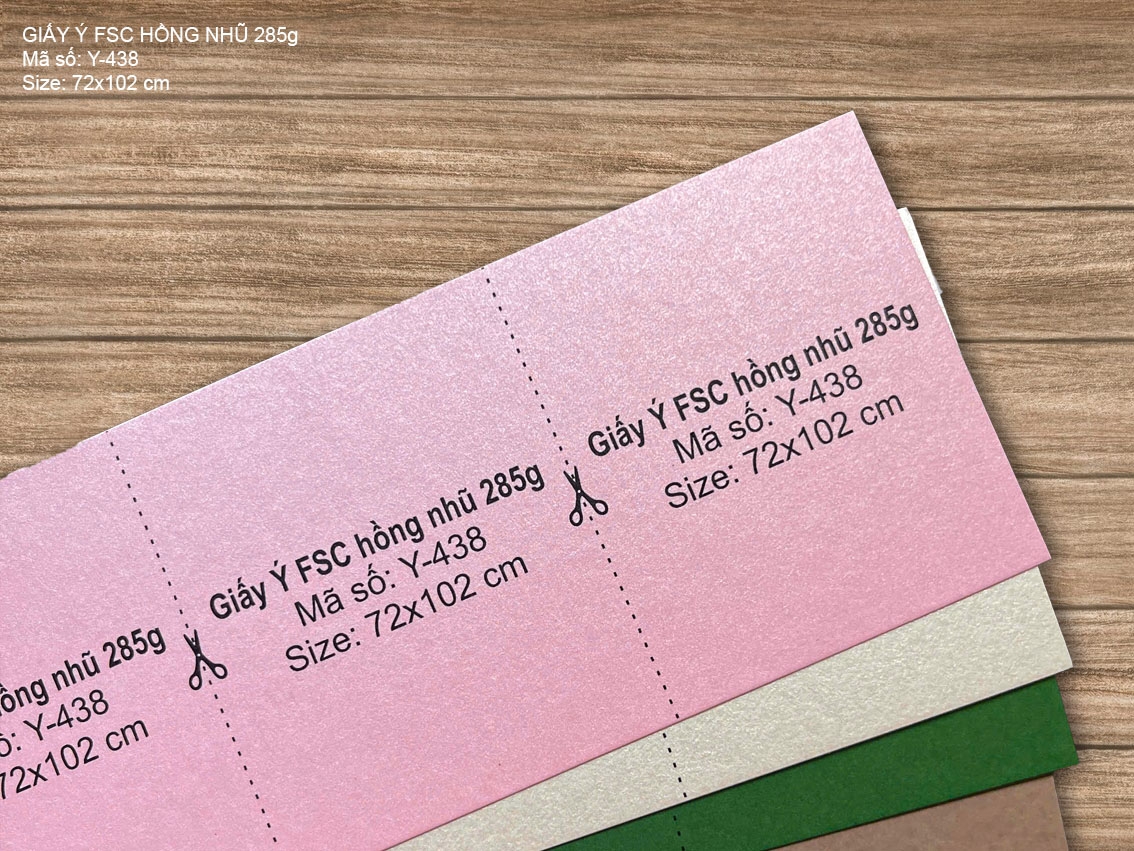 Giấy Ý FSC hồng nhũ 285g (Y-438) 