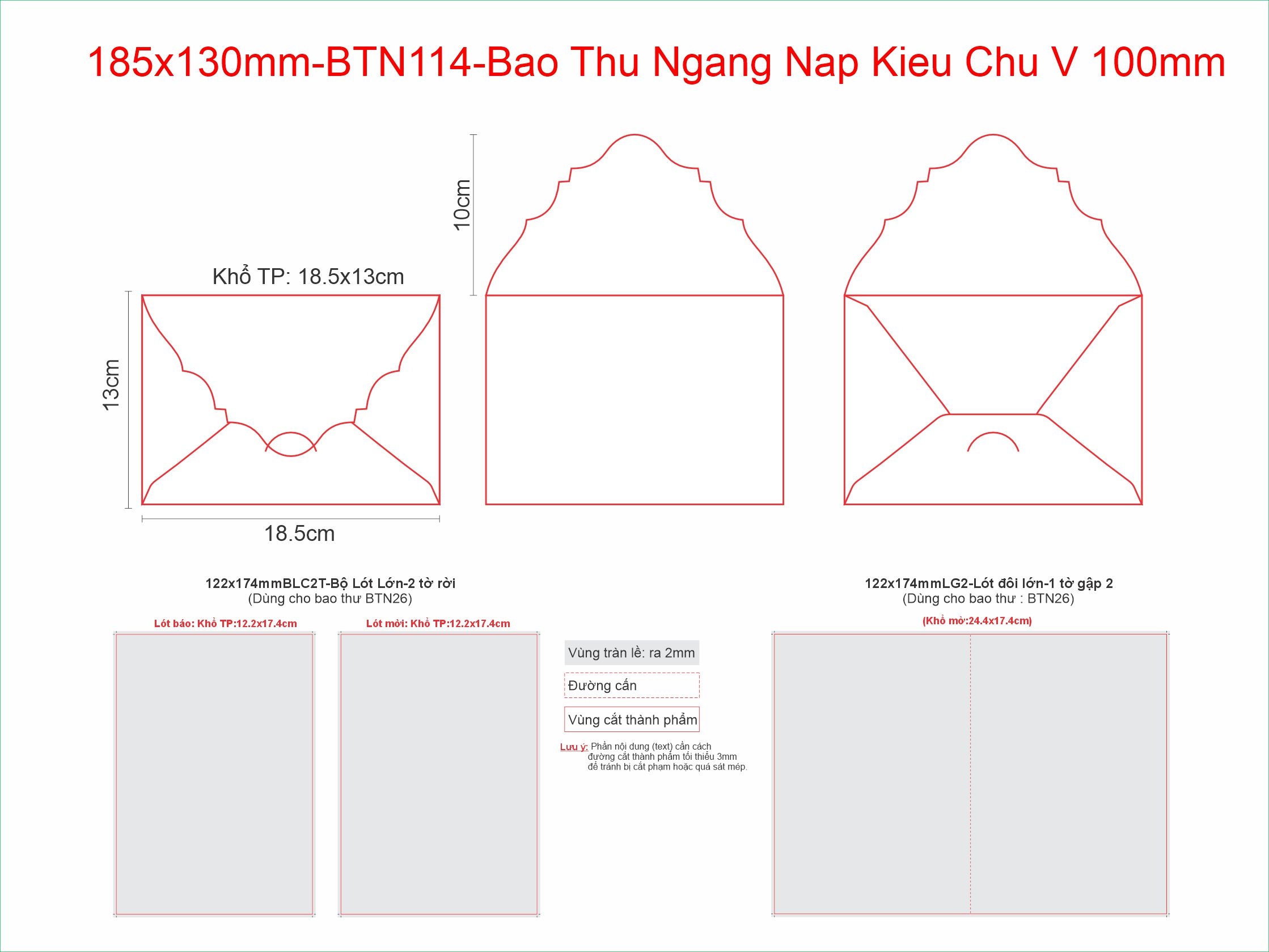 185x130mm-BTN114-Bao Thu Ngang Nap Kieu Chu V 100mm