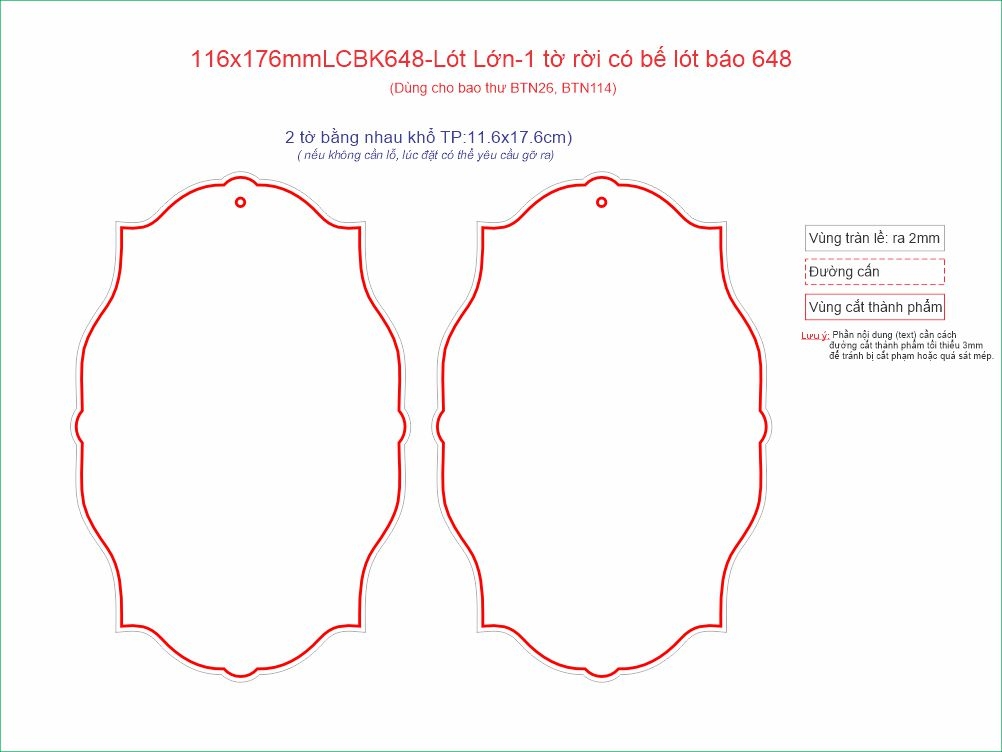 116x176mmLCBK648-Lót Lớn-1 tờ rời có bế lót báo 648