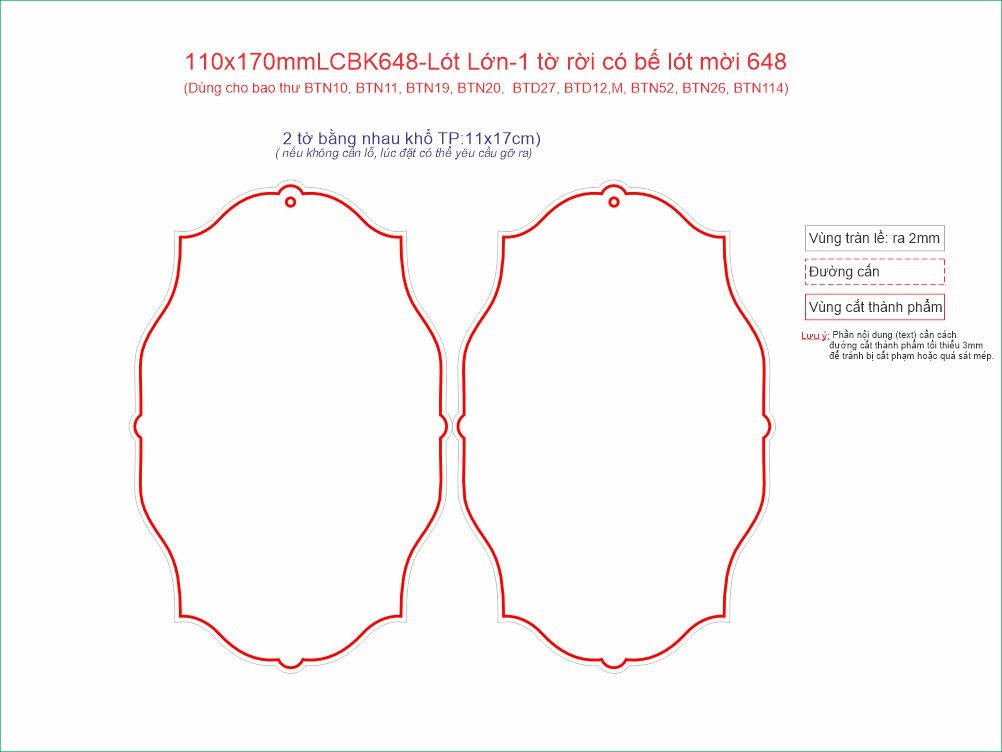 110x170mmLCBK648-Lót Lớn-1 tờ rời có bế lót mời 648